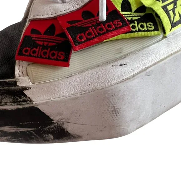 adidas Olivia LeBlanc Sleek sneakers white black coated canvas size 9.5 platform - Picture 14 of 15